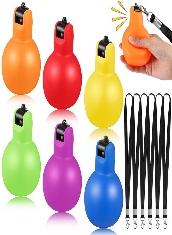 Rotatingpals 6 Pcs Hand Squeeze Whistles with Lanyards Multicolored Coach Whistle for Coaches Referees Handheld Sports for Indoor Outdoor Home Sports, Soft PVC (Multicolor) - Image 1